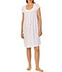 Color:Rose Print - Image 1 - Rose Floral Cotton Jersey Sweetheart Neck Short Nightgown