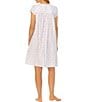Color:Rose Print - Image 2 - Rose Floral Cotton Jersey Sweetheart Neck Short Nightgown
