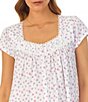Color:Rose Print - Image 3 - Rose Floral Cotton Jersey Sweetheart Neck Short Nightgown