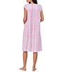 Color:Pink/Print - Image 2 - Rose Print Cap Sleeve Sweetheart Neck Jersey Knit Waltz Short Nightgown