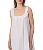 Eileen West Sleeveless Square Neck Woven Cotton Short Chemise, Color:White - Image 3