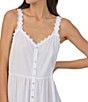 Color:White - Image 3 - Sleeveless Sweetheart Neck Woven Lace Trim Ballet Tiered Button Front Nightgown