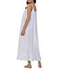 Color:White - Image 2 - Sleeveless Tie Keyhole Scoop Neck Woven Crinkle Lace Trim Ruffle Hem Ballet Long Nightgown