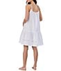 Color:White - Image 2 - Sleeveless V Neck Woven Cotton Short Nightgown