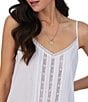 Color:White - Image 3 - Sleeveless V Neck Woven Cotton Short Nightgown