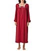 Eileen West Solid Interlock Knit Long Sleeve Round Neck Ballet Nightgown, Color:Heather Claret - Image 1
