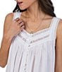 Color:White - Image 3 - Solid Sleeveless Sweetheart Neck Woven Cotton Ballet Nightgown
