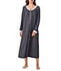Eileen West Solid Sweater Knit Long Sleeve V-Neck Nightgown, Color:Charcoal - Image 1