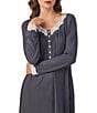 Eileen West Solid Sweater Knit Long Sleeve V-Neck Nightgown, Color:Charcoal - Image 3