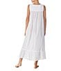 Color:White - Image 2 - Solid Swiss Dot Sleeveless Square Neck Ballet Nightgown