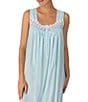 Color:Aqua - Image 3 - Solid Swiss Dot Sleeveless Square Neck Ballet Nightgown