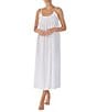 Color:White - Image 1 - Solid Woven Cotton Round Neck Sleeveless Tie-Strap Ballet Nightgown