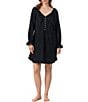 Eileen West Solid Woven Long Sleeve V-Neck Poet Nightshirt - Image 1