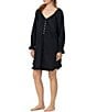 Eileen West Solid Woven Long Sleeve V-Neck Poet Nightshirt - Image 3