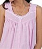 Eileen West Stripe Jersey Knit Ruffle Square Neck Sleeveless Nightgown, Color:Pink White - Image 3