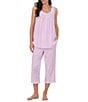 Eileen West Stripe Print Sleeveless Square Neck Knit Capri Pajama Set, Color:Stripe - Image 1