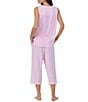 Color:Stripe - Image 2 - Stripe Print Sleeveless Square Neck Knit Capri Pajama Set