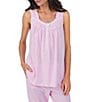 Color:Stripe - Image 3 - Stripe Print Sleeveless Square Neck Knit Capri Pajama Set