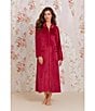 Eileen West Cozy Velour Long Sleeve Zip-Front Robe, Color:Wine - Image 4