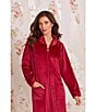 Eileen West Cozy Velour Long Sleeve Zip-Front Robe, Color:Wine - Image 5