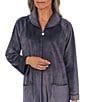 Eileen West Cozy Velour Long Sleeve Zip-Front Robe, Color:Charcoal - Image 5