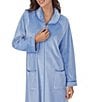 Color:Perwinkle - Image 3 - Velour Full Zip Long Cozy Caftan Robe