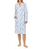 Color:Blue Print - Image 1 - Waltz Floral Diamond Quilted Long Sleeve Zip-Front Waltz Robe
