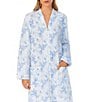 Color:Blue Print - Image 3 - Waltz Floral Diamond Quilted Long Sleeve Zip-Front Waltz Robe