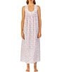 Color:Rose Print - Image 1 - Woven Cotton Lawn Rose Floral Sleeveless Sweetheart Neck Ballet Nightgown