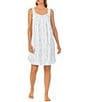 Color:White Floral Stripe - Image 1 - Woven Floral Striped Sleeveless Sweetheart Neck Chemise