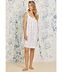 Color:White Floral Stripe - Image 4 - Woven Floral Striped Sleeveless Sweetheart Neck Chemise