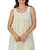 Eileen West Woven Lemon Print Sleeveless Sweetheart Neck Partial Button-Front Chemise, Color:White/Novelty - Image 3