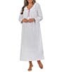 Eileen West Woven Ruffled Ribbon V-Neck Long Sleeve Ballet Nightgown, Color:White - Image 3