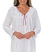 Eileen West Woven Ruffled Ribbon V-Neck Long Sleeve Ballet Nightgown, Color:White - Image 4