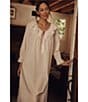 Eileen West Woven Ruffled Ribbon V-Neck Long Sleeve Ballet Nightgown, Color:White - Image 6