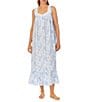 Color:Blue Print - Image 1 - Woven Sleeveless Sweetheart Neck Floral Print Ballet Nightgown