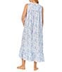 Color:Blue Print - Image 2 - Woven Sleeveless Sweetheart Neck Floral Print Ballet Nightgown