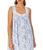 Color:Blue Print - Image 3 - Woven Sleeveless Sweetheart Neck Floral Print Ballet Nightgown
