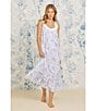 Color:Blue Print - Image 4 - Woven Sleeveless Sweetheart Neck Floral Print Ballet Nightgown
