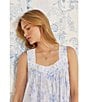 Color:Blue Print - Image 6 - Woven Sleeveless Sweetheart Neck Floral Print Ballet Nightgown