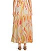 Color:Coral Amalfi Print - Image 2 - Abstract Print Smocked Waist Coordinating Maxi Skirt