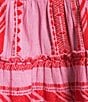 ELAN Arrow Print Split V-Neck 3/4 Bell Sleeve Babydoll Dress, Color:Red Two Tone Print - Image 3