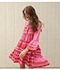 ELAN Arrow Print Split V-Neck 3/4 Bell Sleeve Babydoll Dress, Color:Red Two Tone Print - Image 5
