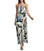 ELAN Botanical Print Ring Halter Neck A-Line Maxi Dress - Image 1