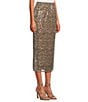 ELAN Cheetah Coordinating Sequin Maxi Sheath Skirt, Color:Cheetah Print - Image 3