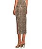 ELAN Cheetah Coordinating Sequin Maxi Sheath Skirt, Color:Cheetah Print - Image 4
