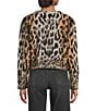 ELAN Cheetah Knit V-Neck Long Sleeve Button Front Cardigan, Color:Brown Cheetah - Image 3