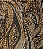 Color:Brown Paisley - Image 3 - Chiffon V-Neck 3/4 Sleeve Paisley Foil Print Midi Dress