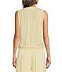 Elan Coordinating Lace Inset V-Neck Sleeveless Button Front Top - Image 2