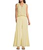 Elan Coordinating Lace Inset V-Neck Sleeveless Button Front Top - Image 3